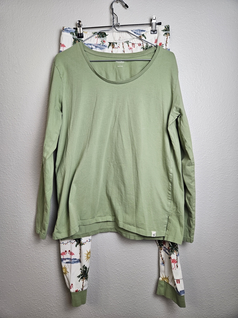 Womens 2 Piece Pajama Set Tropical Christmas Coastal Holiday Print Size L